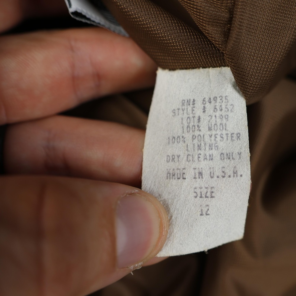 F. Shay of Boston Skirt Womens 12 Brown Wool Herringbone A-Line Lined Made USA - Picture 8 of 11